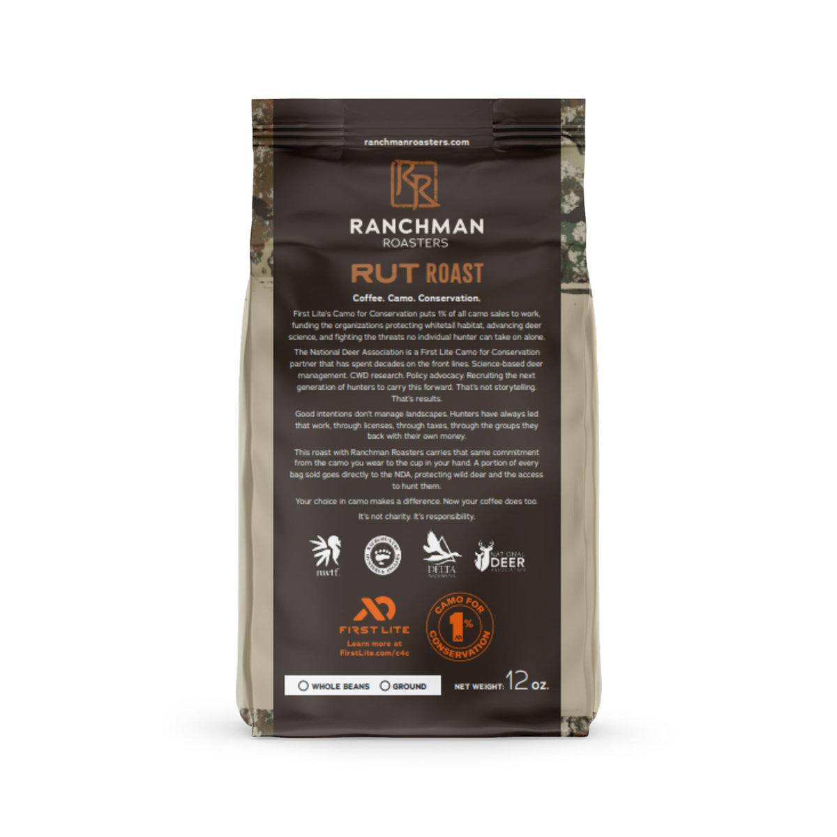 Ranchman Roasters Rut Roast coffee package on a white background