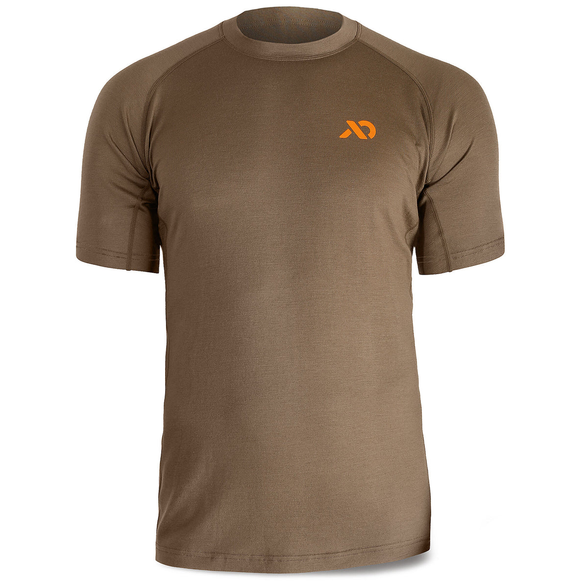 Dry Earth short-sleeve t-shirt with a crew neck, raglan sleeves, and an orange logo on the left chest.