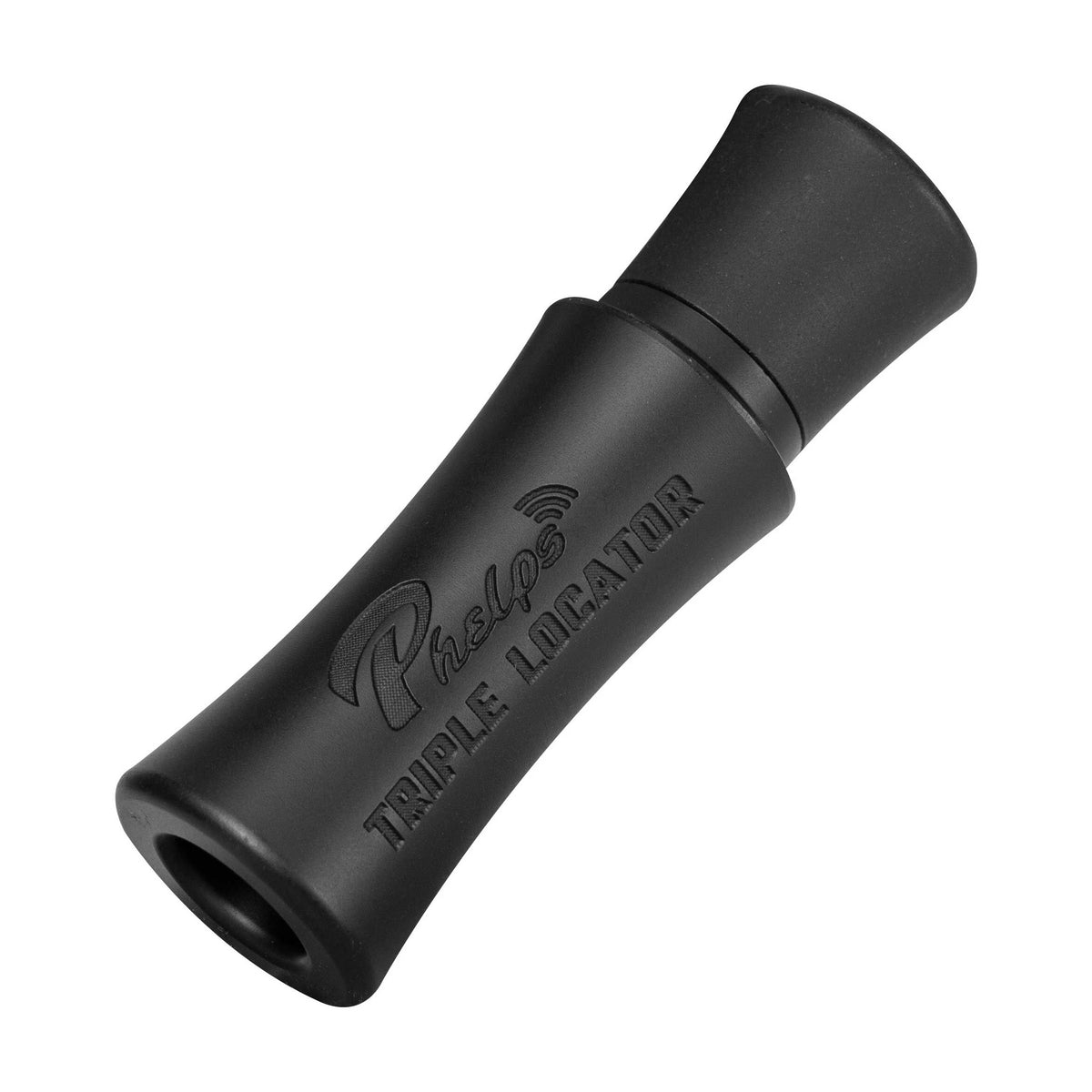 Black Phelps Triple Locator game call with embossed logo and text.