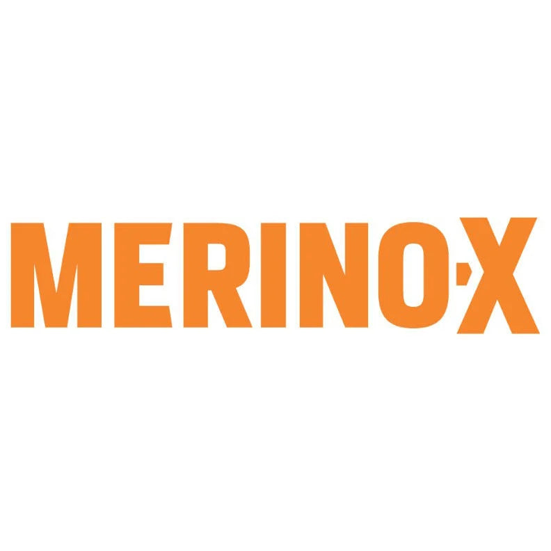 Orange "MERINOX" logo with arrow design in the X.