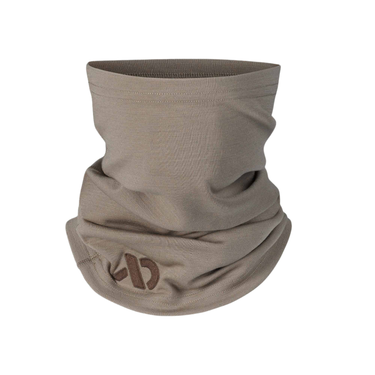 Walut neck gaiter with a dark brown embroidered 'CID' logo.