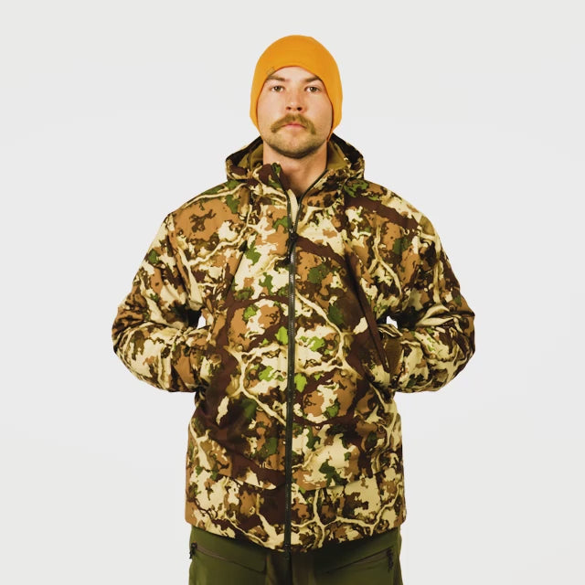 Video of a man walking on wearing the Colter Parka, displaying its features.