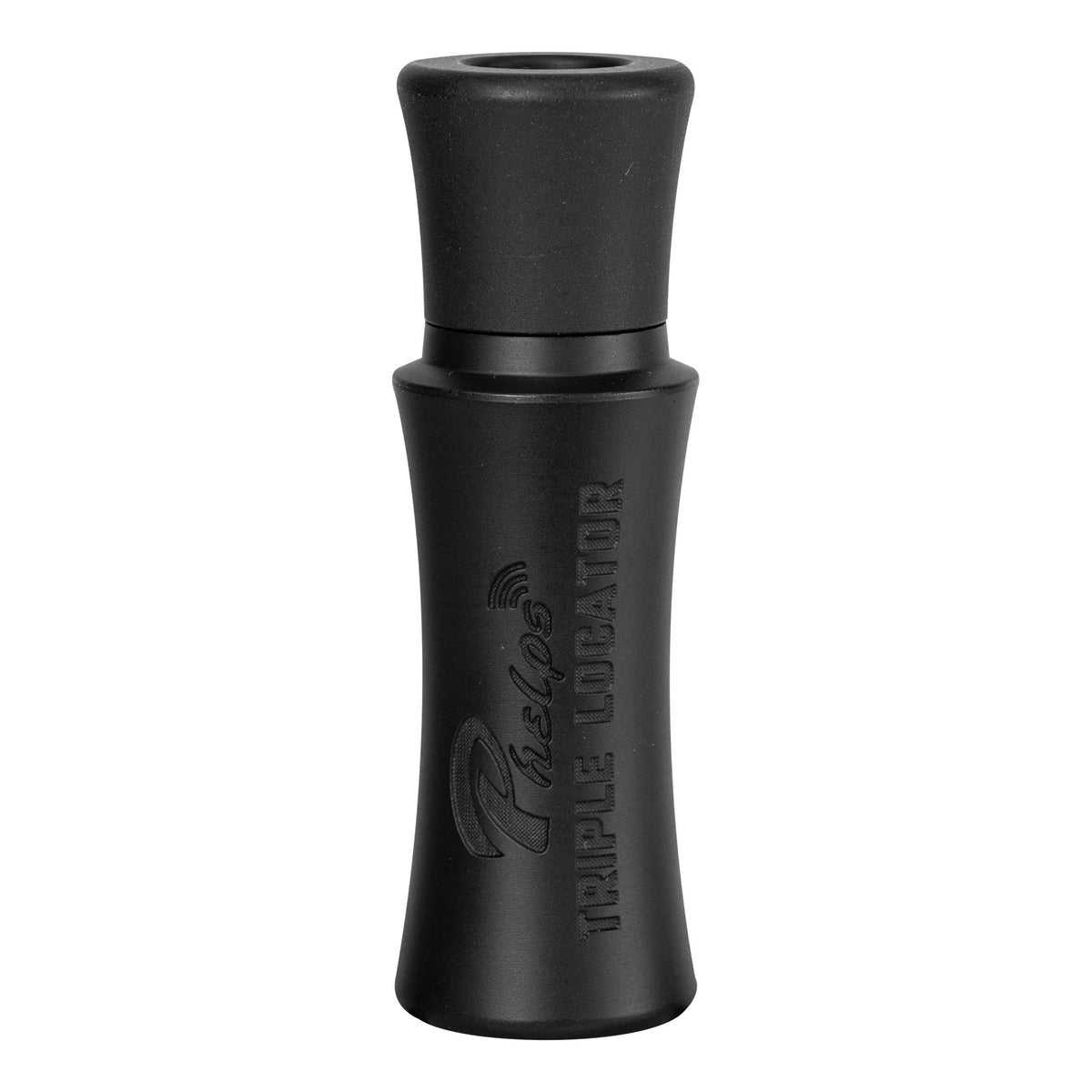 Matte black Phelps Triple Locator game call with brand logo and model name embossed vertically.